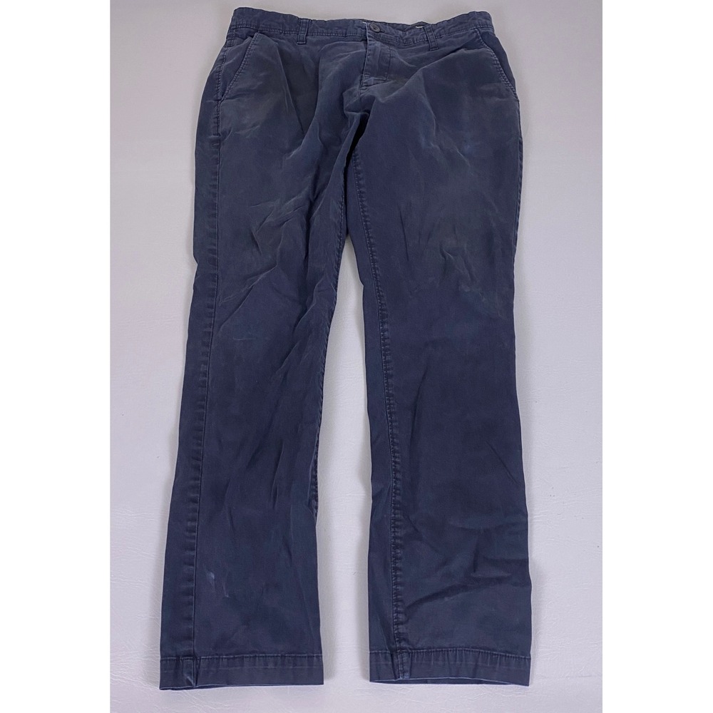 Kenneth Cole New York Chino Pants Mens 36x32 (Fit 34x32) Navy Blue Tapered Fit *